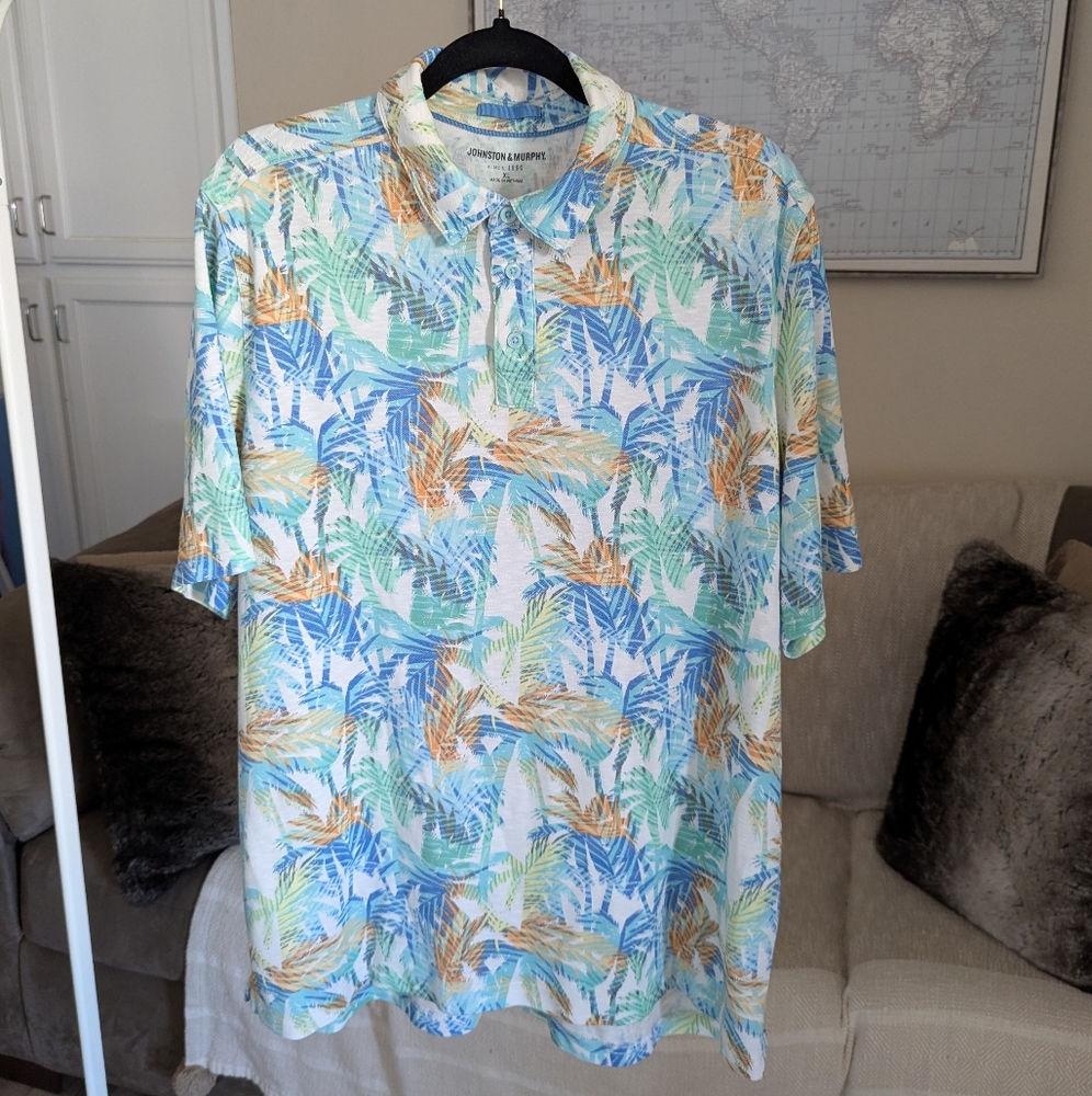 Johnston Murphy XL Palm Trees Polo Shirt
